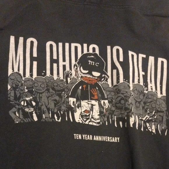 Black Graphic Hoodie "MC Chris Is Dead" Ten Year Anniversary - Picture 2 of 7